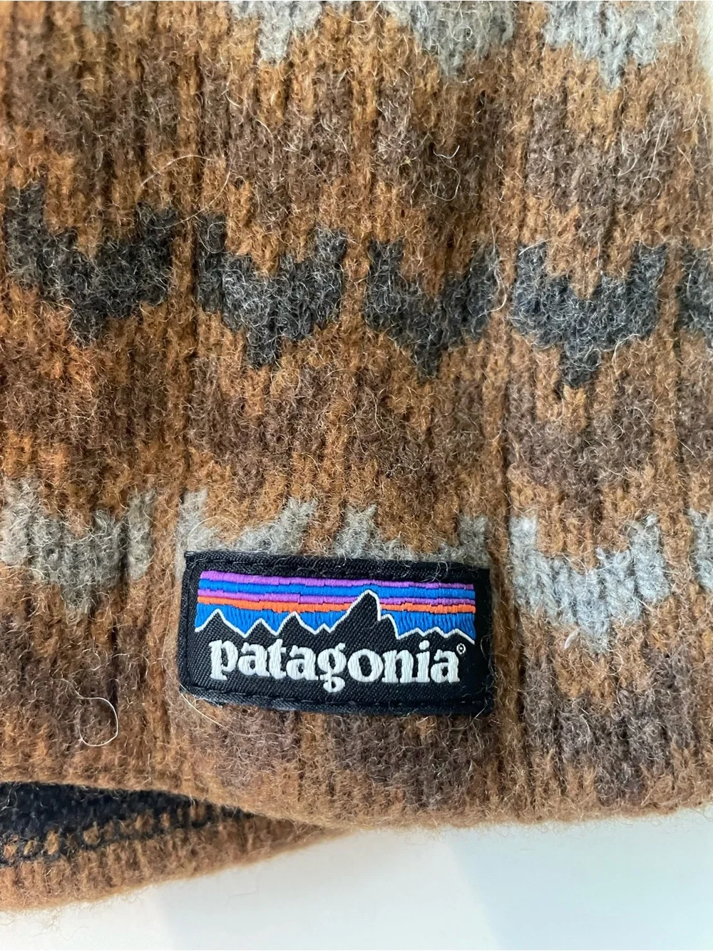 Patagonia Men's Brown Fair Isle Fleece Lined Neck Warmer